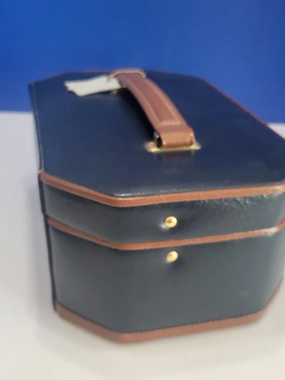Vintage Dulwich Designs Genuine Leather Blue Jewelry Case